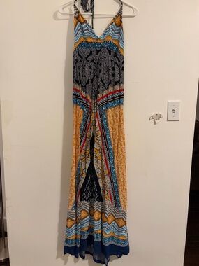 Boho Patterned Maxi Dress with Halter Neck